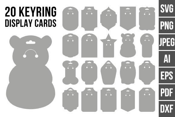 20 Keyring Display Cards: Graphics for Crafts