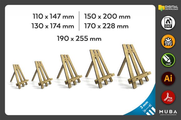 5 Sizes Easel Stand: Laser Cutting Stands for Blogs