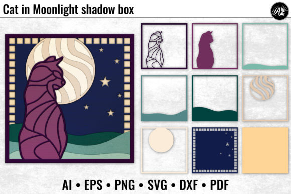 Cat in Moonlight: Laser Cutting & Shadow Boxes