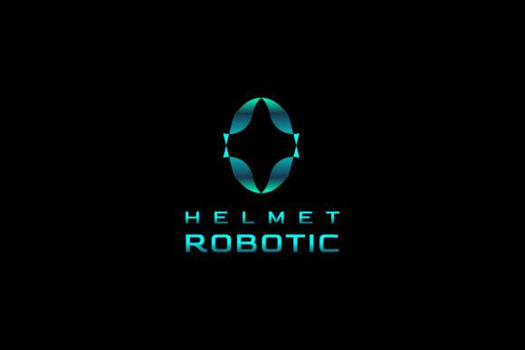 Head Robot Display Gradient Cyan Logo for Graphics and Logos