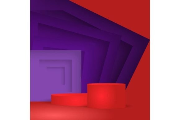 Product Stand Red Display: Bold Graphics & Templates