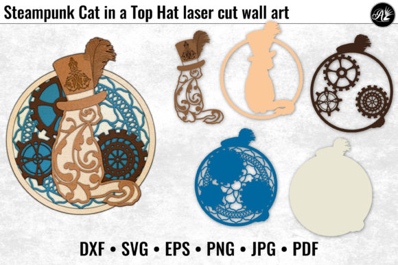 Steampunk Cat Laser Cutting for Home Decor Branding