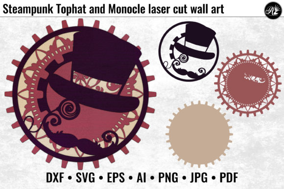 Steampunk Tophat and Monocle for Laser Cutting Wall Decor