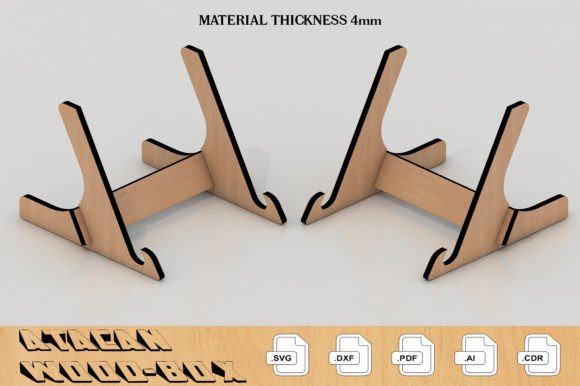 Wood Plate Display Frame Stand Temp 034: Laser Cutting Stands